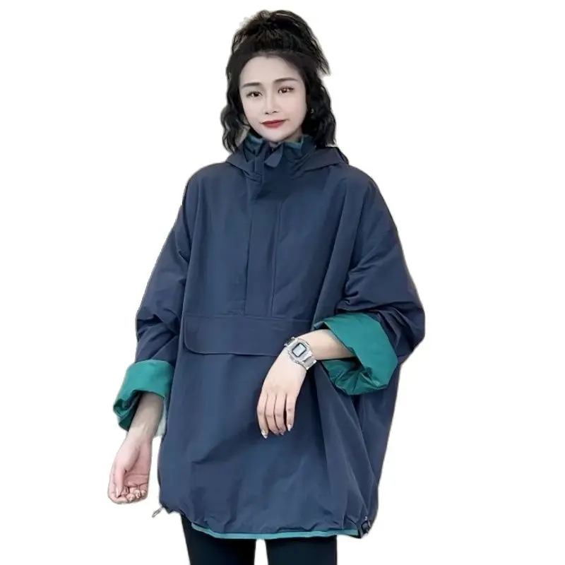 

Hooded Long Sleeve Sweatshirt Hoodies Y2k Clothes Half Zip Pullover Streetwear Casual Loose Tops Windbreaker New 2023 Blue
