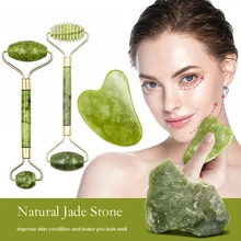 

Guasha Natural Stone Massage Face Jade Roller Gua Sha Massage Tool Set for SPA Body visage rouleau de massage rouleau visage