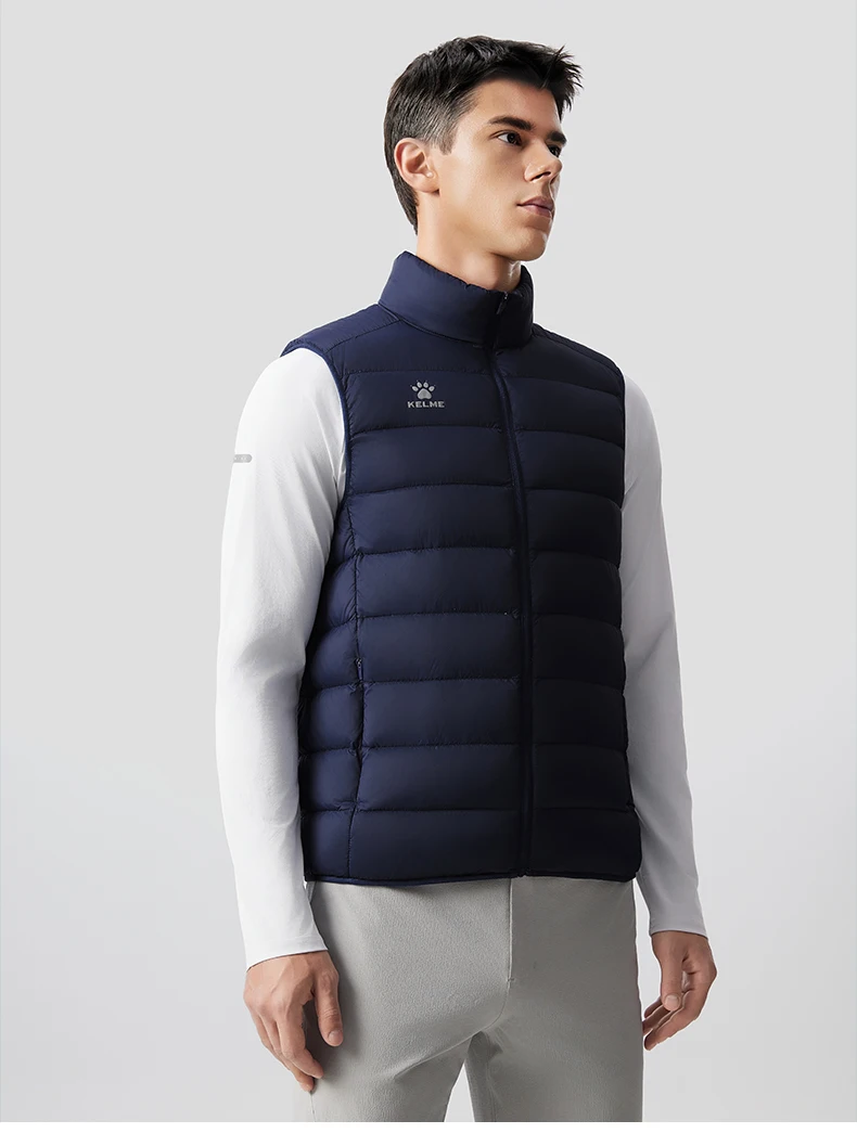 Kelme Leichte Daunenweste für Herren, Winter-Laufjacke, Outdoor-Sport-Wanderjacke, Baumwolljacke, warme und winddichte Weste – Detail 23