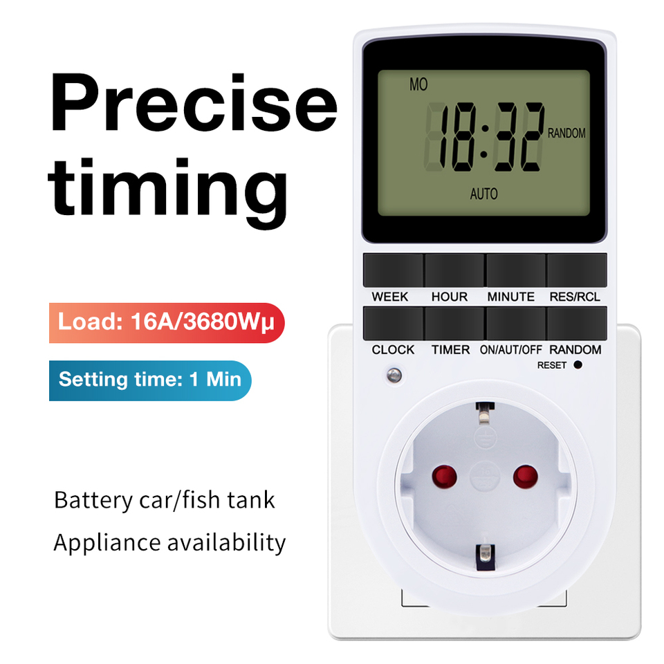 24 Hour Cyclic Electronic Digital Timer Switch EU UK AU US BR FR Plug Kitchen Timer Outlet Programmable Timing Socket 220V