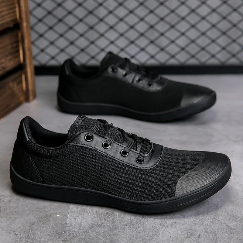 New Men's Wide Barefoot Canvas Sneaker 2024 Fashion Flats Soft Zero Drop Sole Wider Toe Light Weight Fashion Sneakes Big Size 48 5