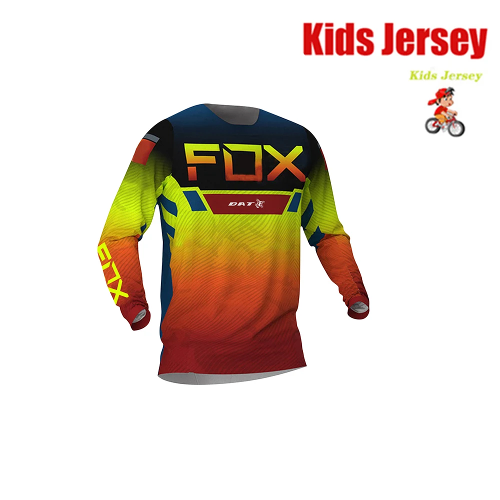 Kids Off Road Racing T-Shirt Mountain Bike Jersey Enduro BAT FOX MTB Shirt Quick-Dry Children's Motocross Jersey child clothes images - 6