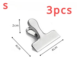 Stainless Steel Heavy Duty Silver Clips - Multi-Purpose for Food, Office, and Snack Seal (S 3PCS)