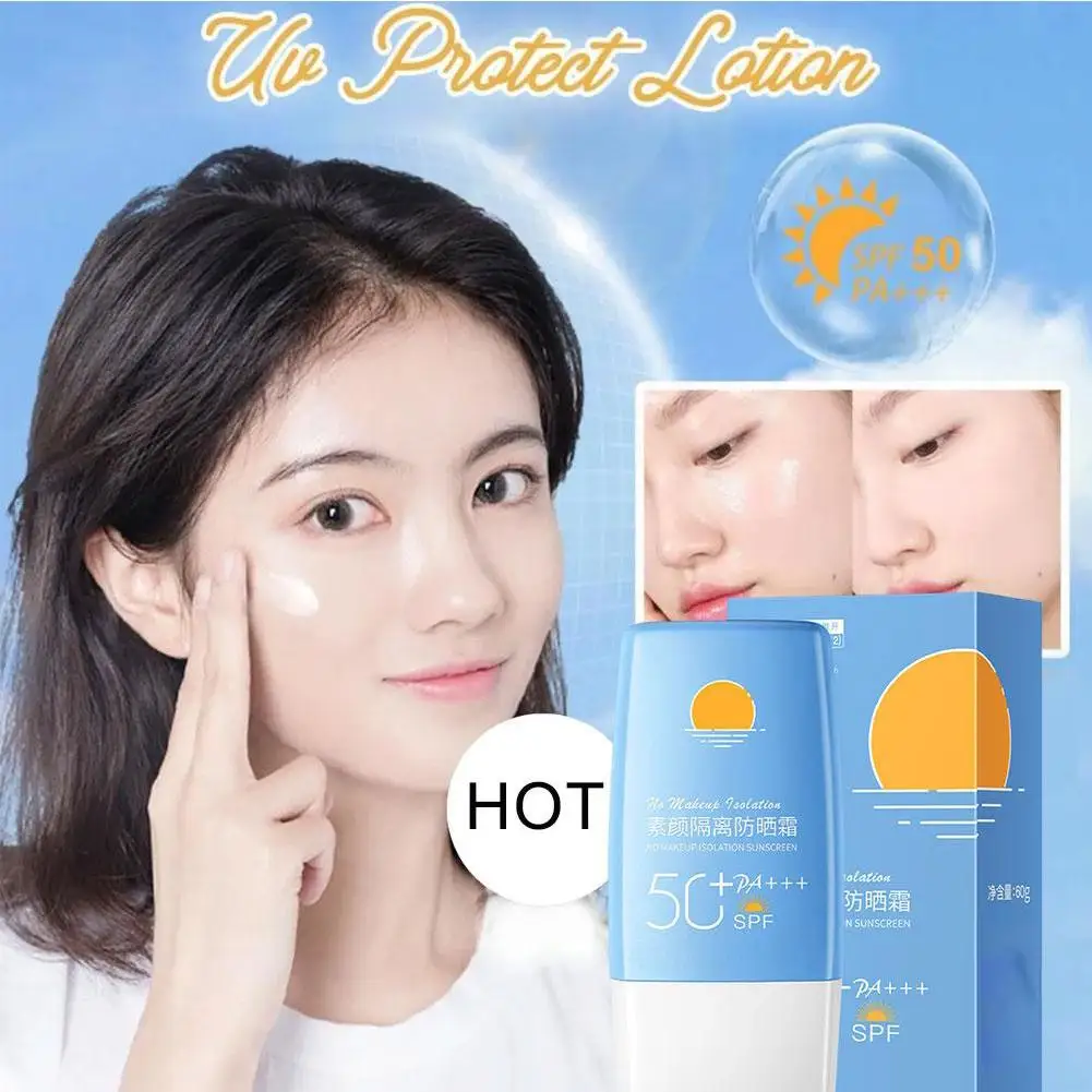 Sunscreen Isolation Whitening Facial Sunscreen Liquid Spf50 Refreshing Anti-Ultraviolet Moisturizing Makeup 60g Fixed J3I2