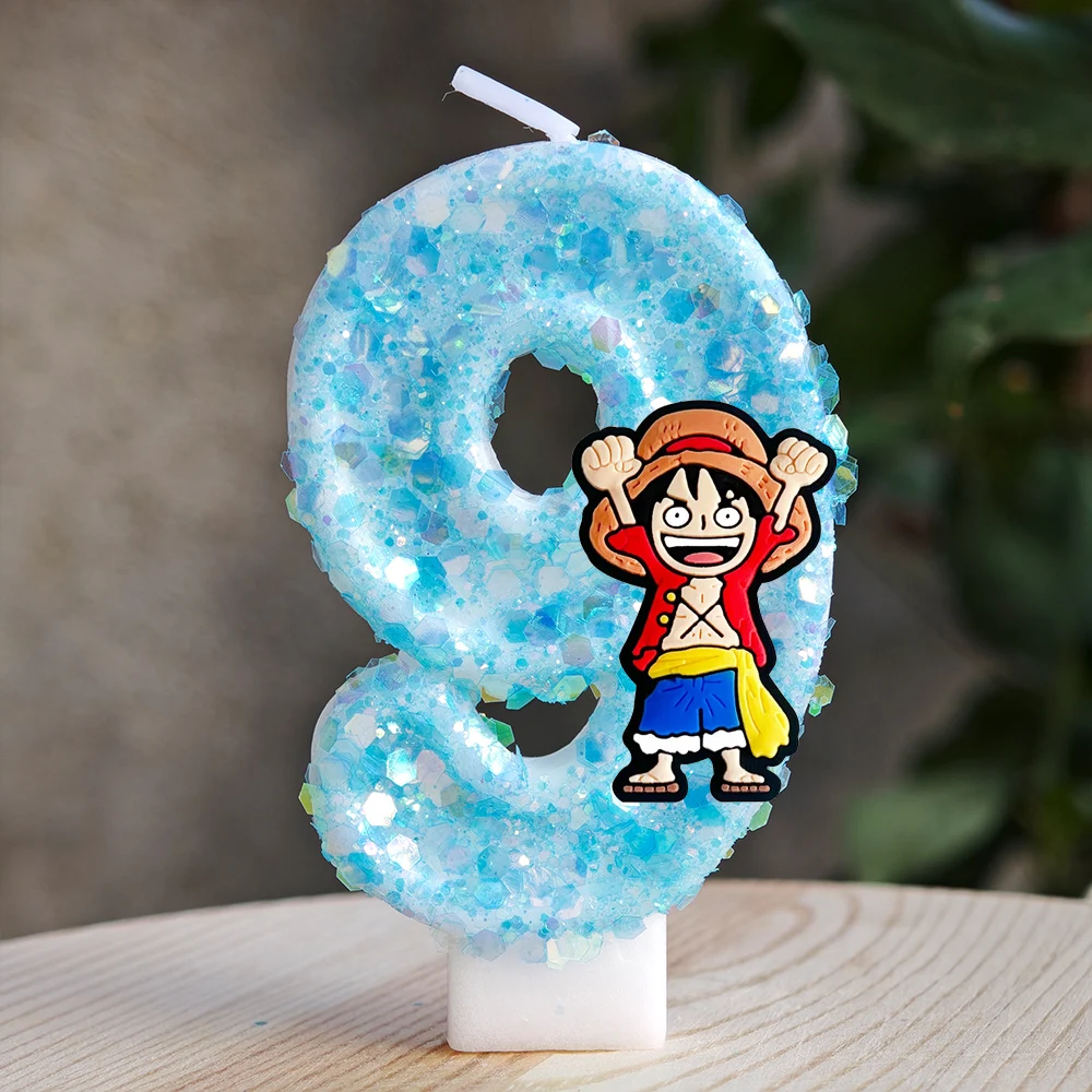 Cartoon One Piece Thema Luffy Kerze Nummer 0-9 Geburtstagstortenkerzen Dekorationen Geburtstagsparty Tortendekoration Babyparty Geschenk – Detail 31