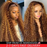 30 32 Inch Highlight Ombre Lace Frontal Wig Curly Human Hair Wigs 4/27 Colored 13x4 13X6 Deep Curly 4x4 5X5 Lace Closure Wigs 1