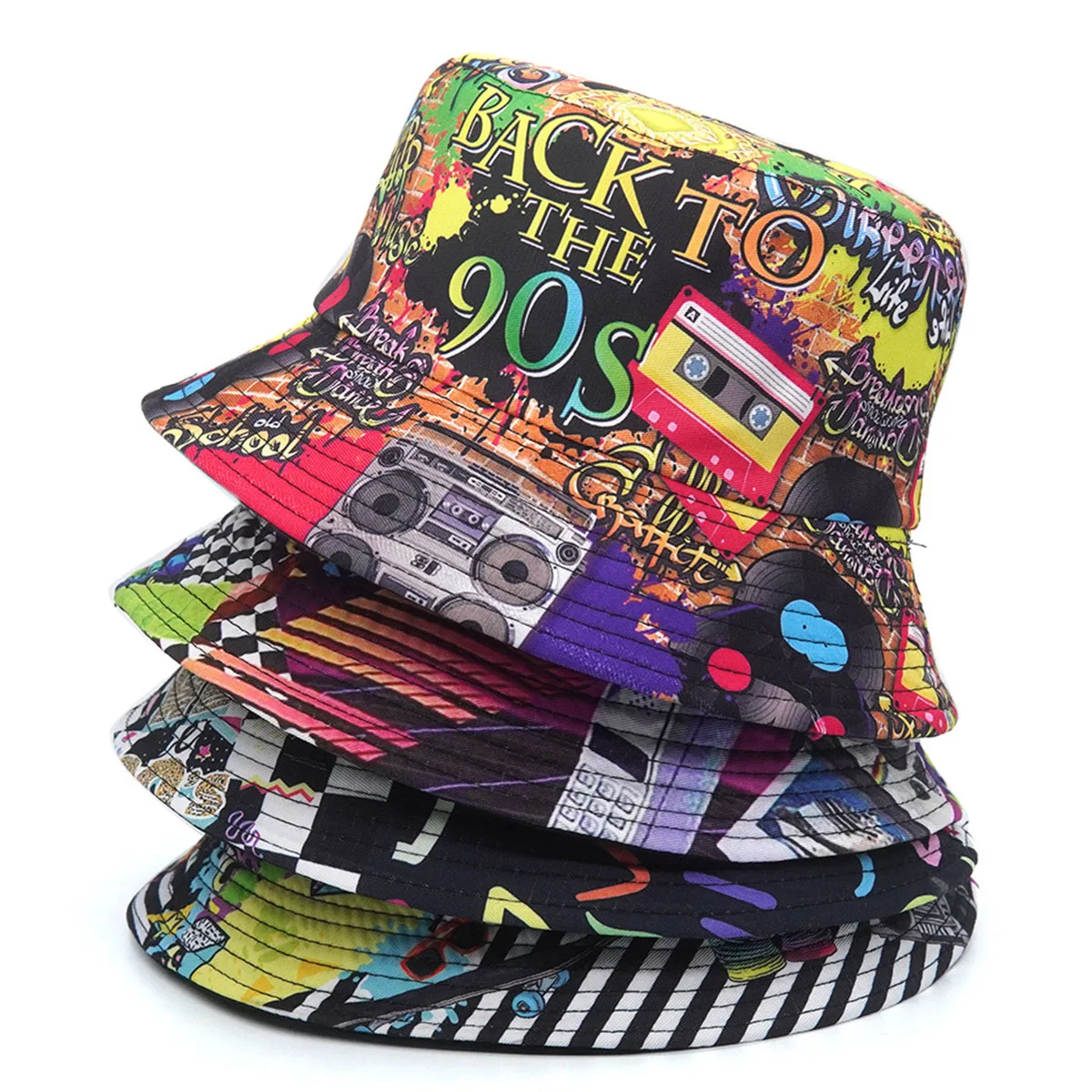 Fashion Retro 80s 90s Bucket Hat for Men Women Funny Summer Beach ...