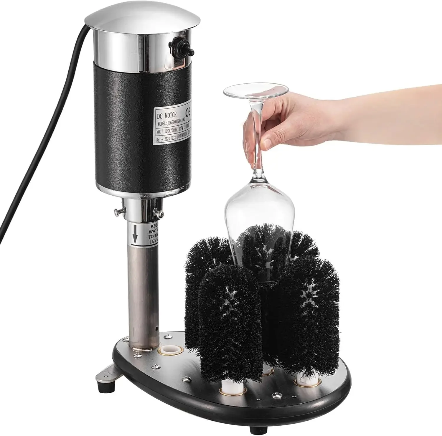 5-Brush Electric Glass Washer 1200 Cups/H, Upright Five Brush Electric Glass Washer Wine Cleaning Machine Bar Gla
