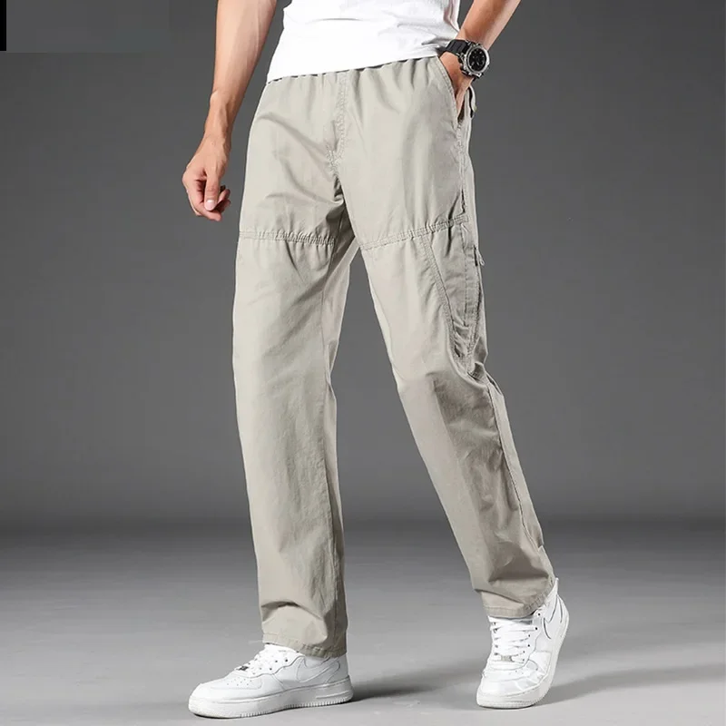 

Spring Summer Fashion Men Pants Casual Cotton Long Pants Straight Joggers Homme Plus Size 5xl 6xl Flat Trousers For Men Clothing