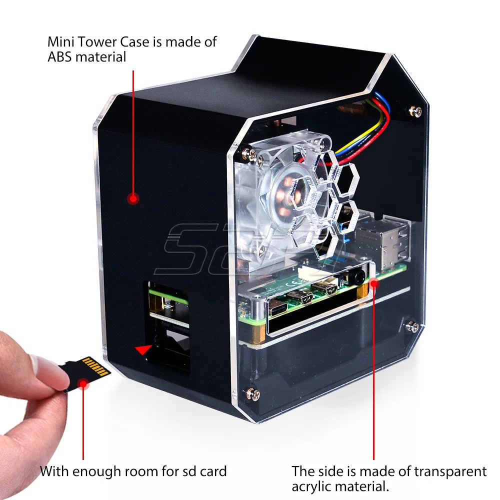 Raspberry pi Modelo b Mini Torre Abs Kit Nas com Torre de Gelo Tela para Raspberry pi 4b 52pi - Imagem 4