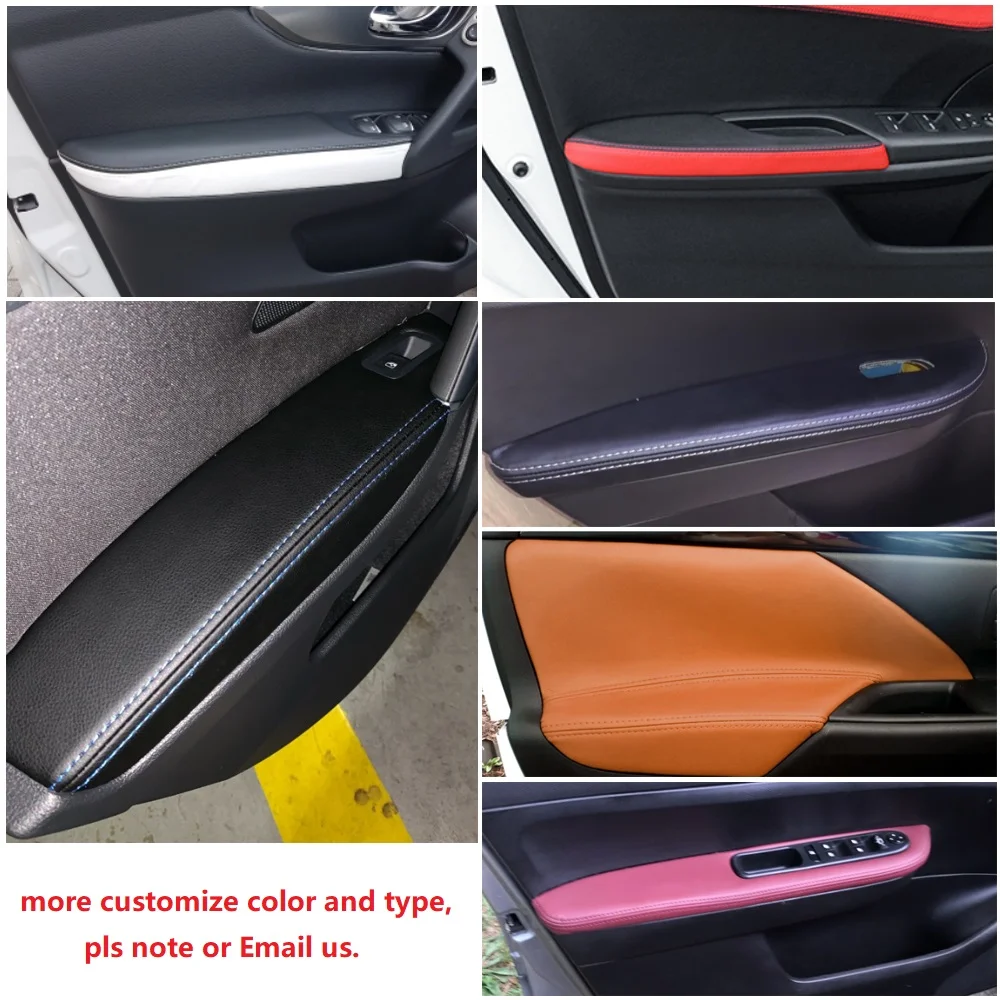 LHD For Skoda Octavia 2007 2008 2009 2010 2011 2012 2013 2014 4pcs Microfiber Leather Car Door Handle Armrest Panel Cover Trim