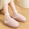 Winter Unisex Concise Solid Color Flat Plush Slippers Non-slip Warm Fluffy Mule Slides For Women Men Home Casual Cotton Shoes 4