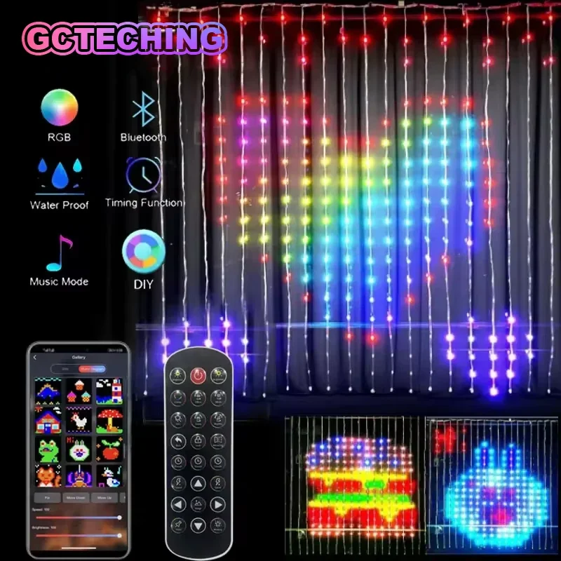 Decorative Lights 400LEDs Smart Curtain Lights Bluetooth App RGB Fairy Lights DIY