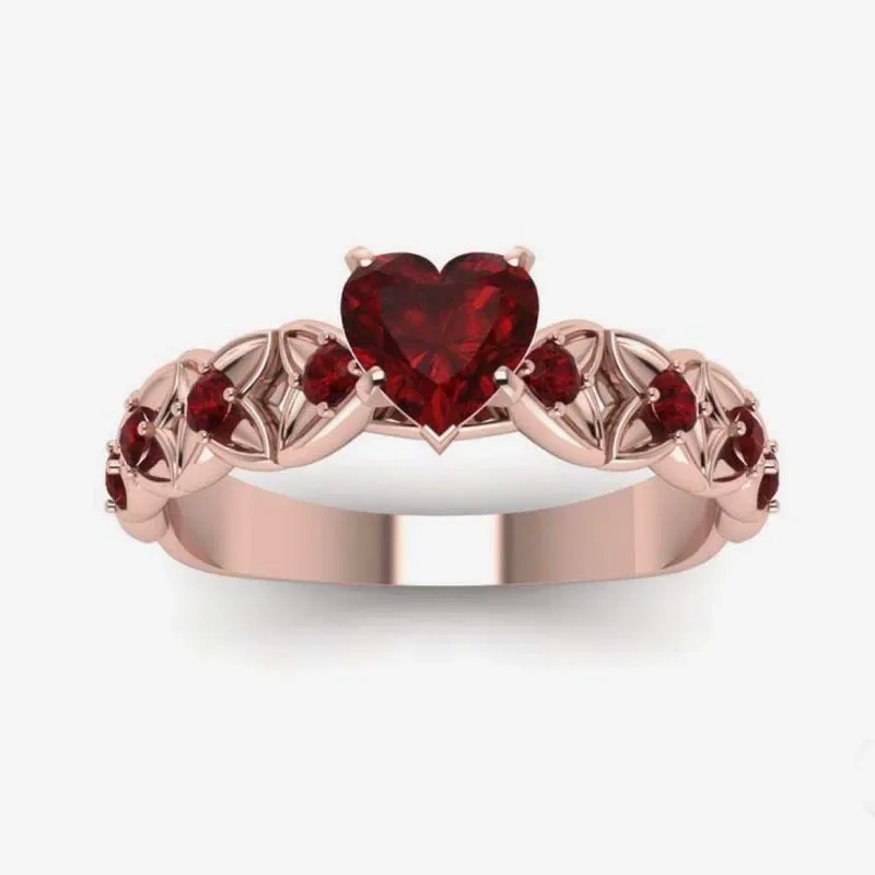

Rose mini heart-shaped zircon ring