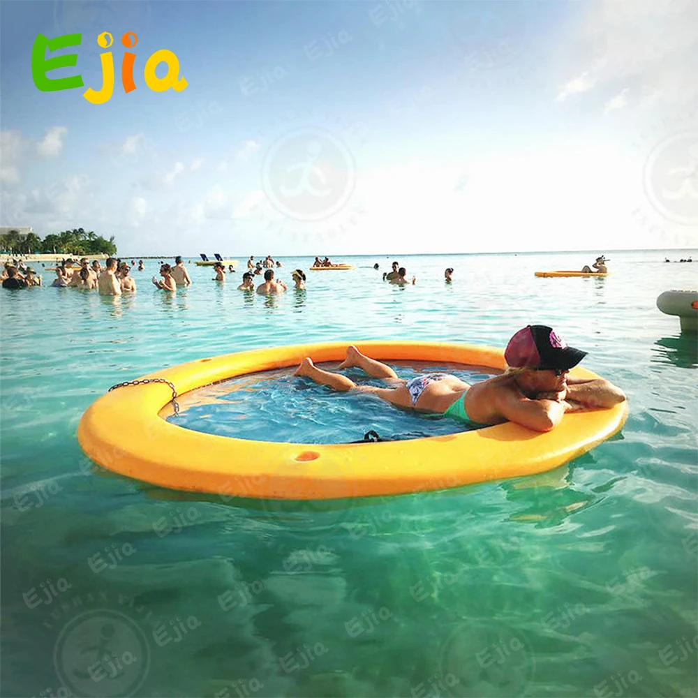 OEM Logo Circular Hammock With Mesh Center Inflatable Water