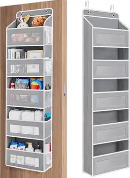 Over the Door Organizer Storage 5 Shelf Hanging Door Organizer with 5 Large Capacity Pockets for Bedroom Bathroom 1pcs 1