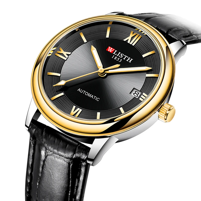 

2022 New Automatic Men Watches Top Brand Waterproof Luxury Leather Business Men Mechanical Wristwatch Relogio Masculino