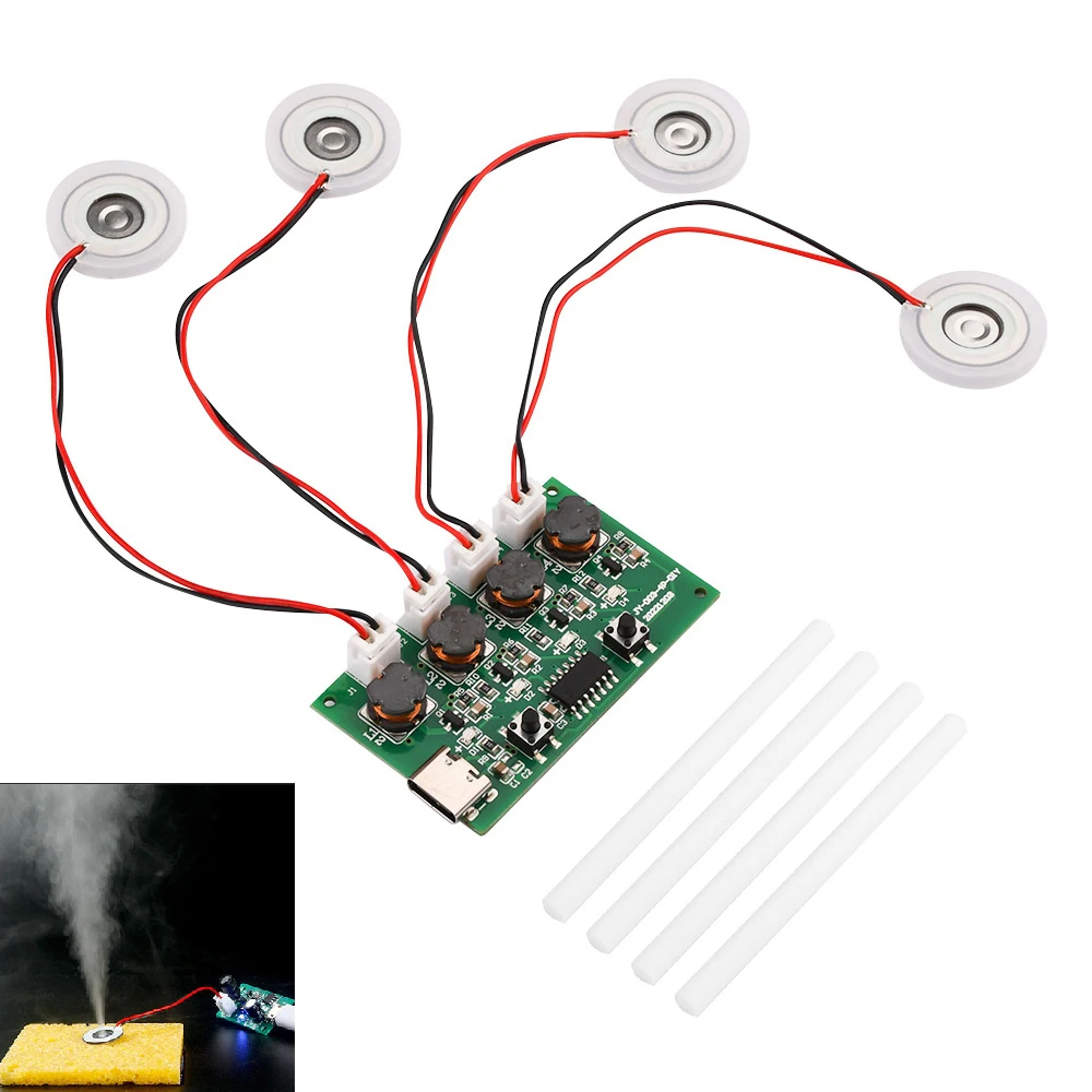 

Four spray atomization module USB humidifier driving circuit board atomization experimental equipment ultrasonic DIY incubation