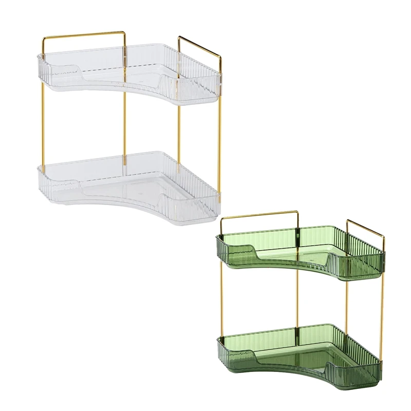 

Corner Bathroom Counter Organizer Bathroom Countertop Shelf Makeup Organizer For Vanity Perfume Tray (2 Tiers)