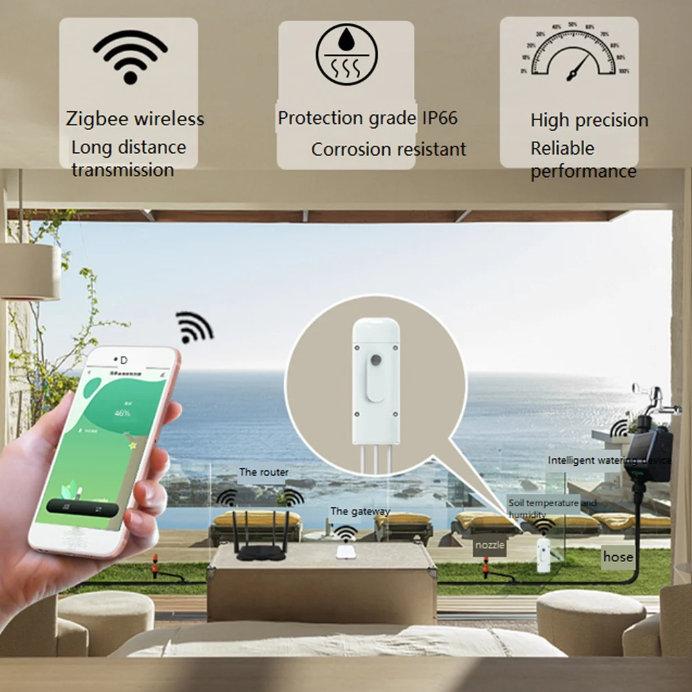 Tuya Zigbee-Humidimètre de sol sans fil, testeur d'humidité de la