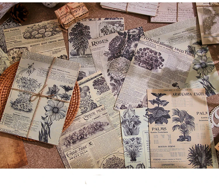 Description Picture 5 of item30 pcs/pack Vintage Large size material paper Decorative Scrapbooking Diary Album Background paper Diy junk journal supplies