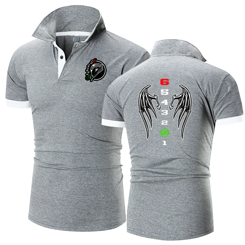 Summer Cotton Polo Shirt for Men with Motorcycle Logo