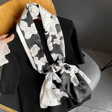 

Luxury Designer Summer Autumn Ladies Long Striped Silk Hijab Scarf Travel Beach Shawl Wrap Woman Foulard High Quality 40*160cm