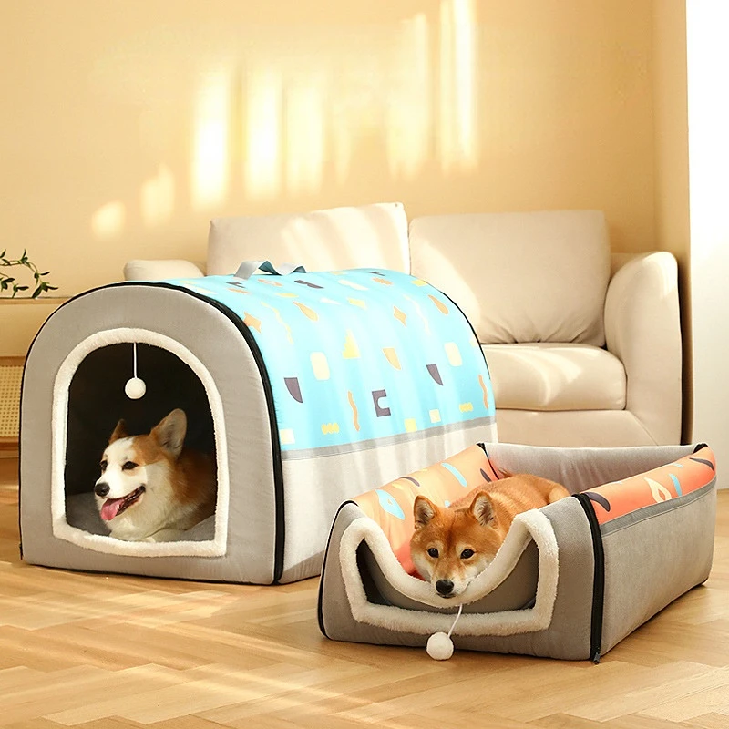 

Pet Dog Bed House Foldable Warm Winter Warm Pet Kennel Cushion For Small Medium Large Dogs Sleeping Beds Cats House Mat Blanket