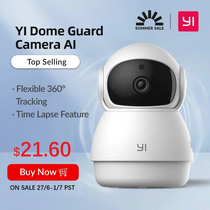 YI Dome Security Indoor Camera HD 1080p WiFi Ip Camera Smart Video Surveillance System Motion Detection Human and Pet AI 1