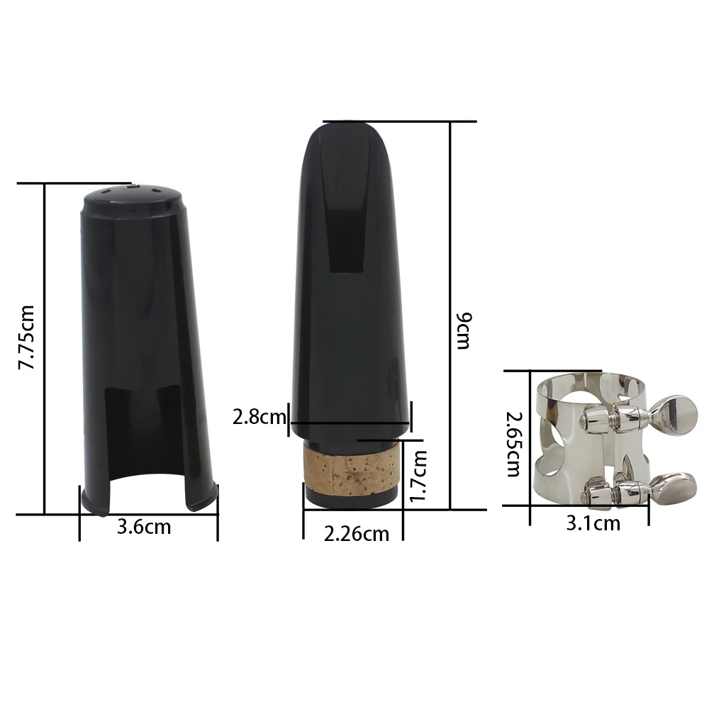 ABS Clarinet Mouthpiece Tube Head + Reed + Cap Metal Ligature Professional Instrument Set clarinet woodwind instrument clarinet and saxophone accessories saxophone and clarinet mouthpieces