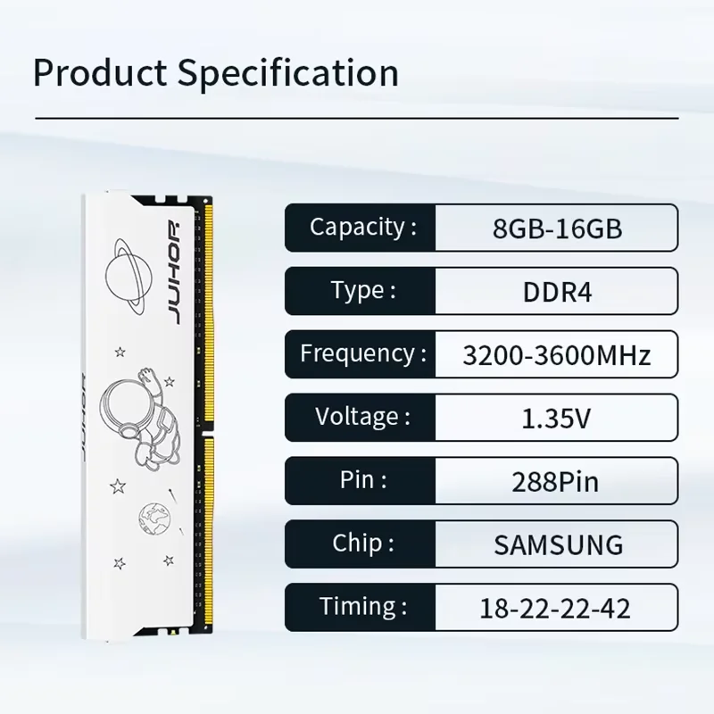 Desktop Ram Memory JUHOR DDR4 8GB 16GB 3200MHz 3600MHz 16GBX2 8GBX2 New Dimm XMP2.0