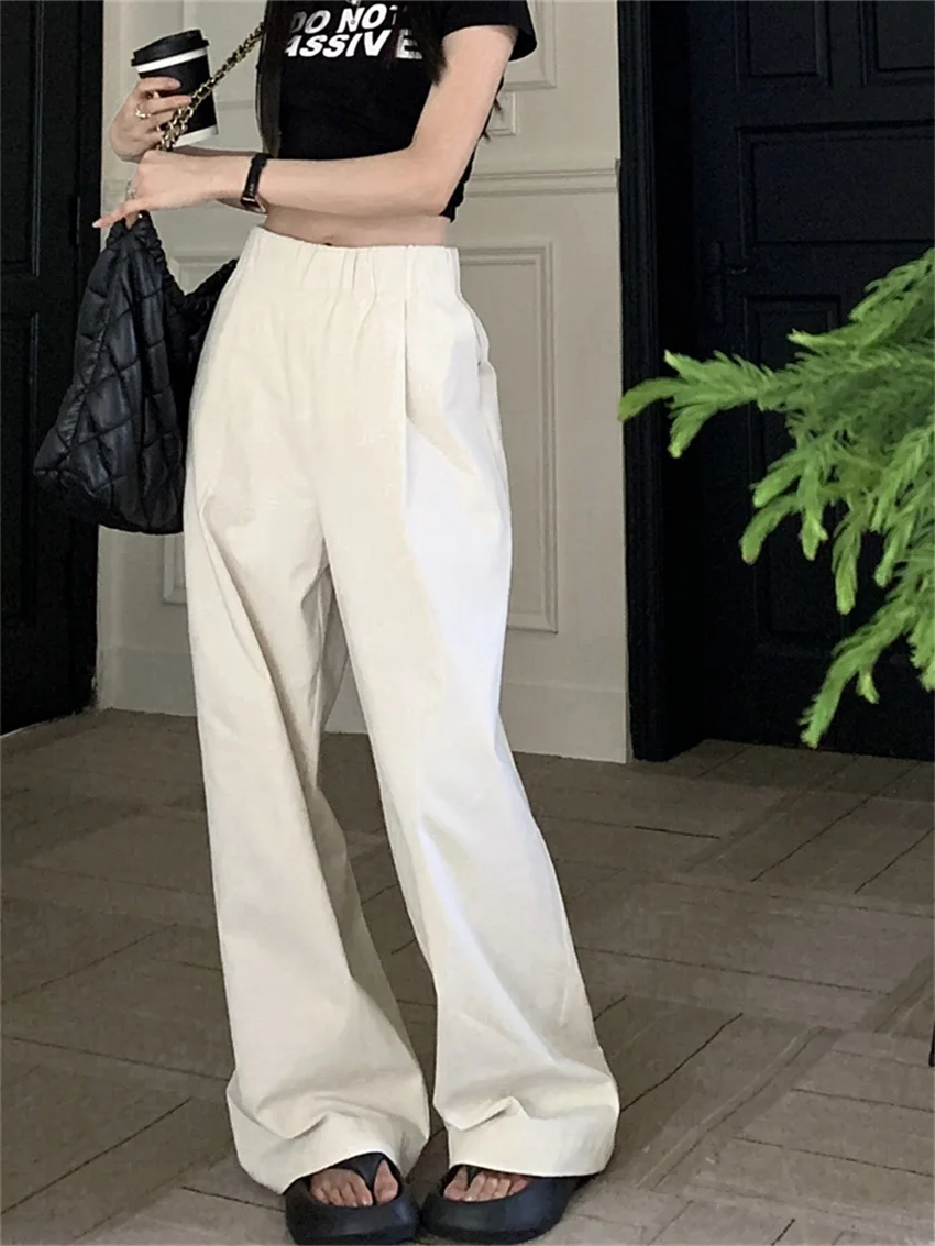 

Брюки Alien Kitty Женские повседневные однотонные, офисные прямые штаны белого цвета с широкими штанинами, универсальные узкие брюки для уборки, лето 2023