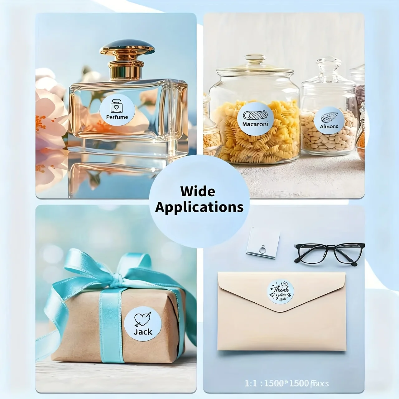 Color Thermal Labels, Multi-Purpose Label Tape,Pink/Yellow/Blue/Orange/White, 1.96 Inch x 1.96 Inch 50 x 50mm