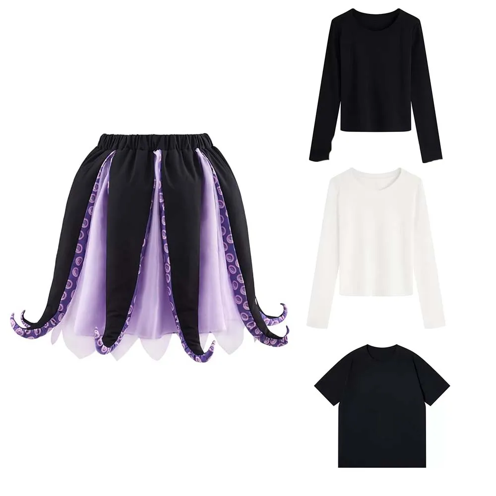 Costume da Ursula di Halloween Costume da strega di mare viola nero Tentacolo di polpo Vestito da tutu per le donne Festa di carnevale Sirena Cosplay - immagine 2