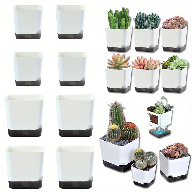 Self-Watering Modern Flower Planters Set - Stylish Herb Garden Pots with Built-In Reservoir