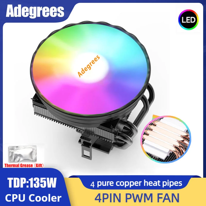 

4 Heat Pipes CPU Cooler 3PIN/4Pin PWM 120MM Cpu Fan For Intel LGA 1366 1150 1151 1155 1200 1700 2011 X79 X99 AM3 AM4 AM5