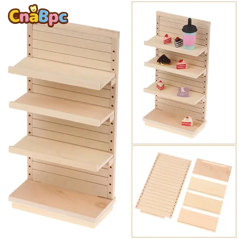 

1:12 Dollhouse Miniature Wooden Display Stand 4-layer Display Rack Storage Shelf Mini Furniture Model Supermarket Scene Decor