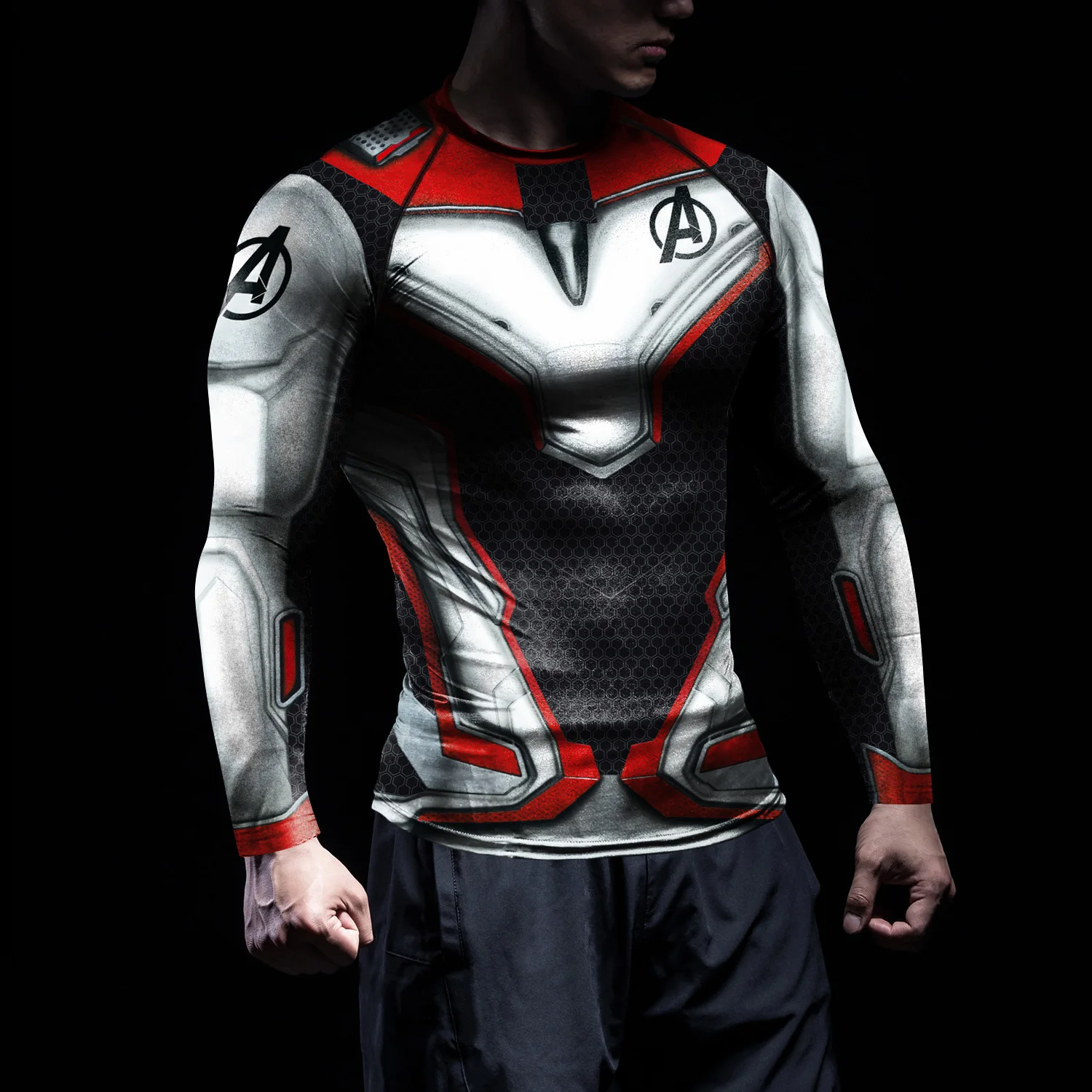 NADANBAO Cosplay Deadpool Compression Shirts Men Running Workout Long Sleeve Fitness Top Elastic Fitness Sportwear Shirts rash guard