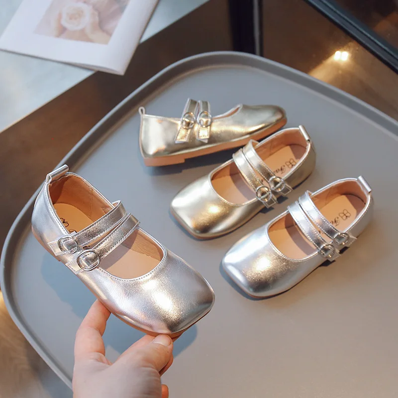 Leather Kids Shoes Summer Fashion Silver Gold Casual