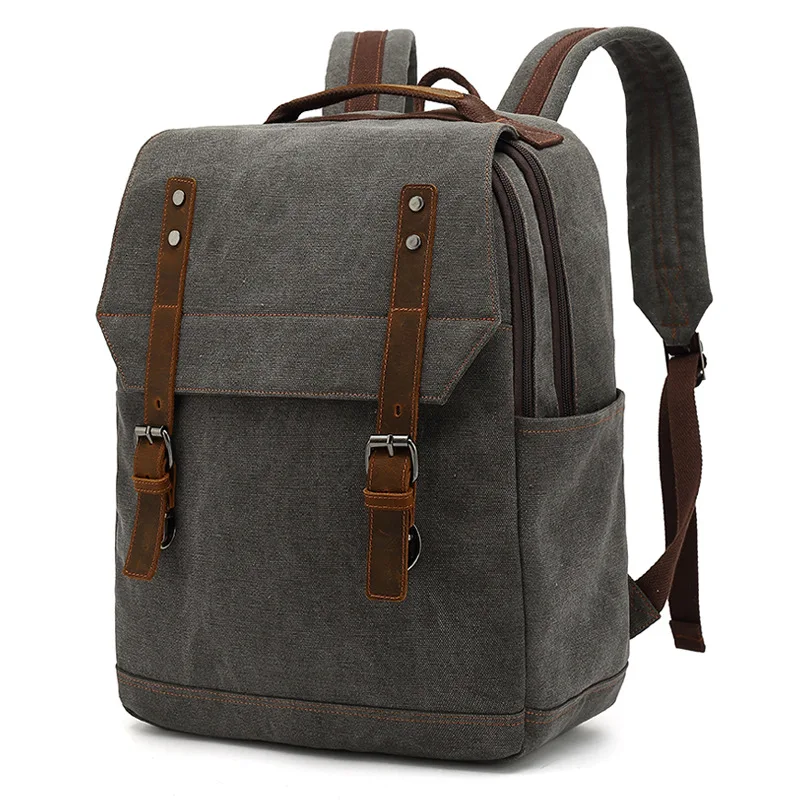 

20-35 L Men Backpacks Business Large Capacity Bags Canvas Outdoor Leisure Travel Computer Retro 15.6 Inch Soft Strap Backpack