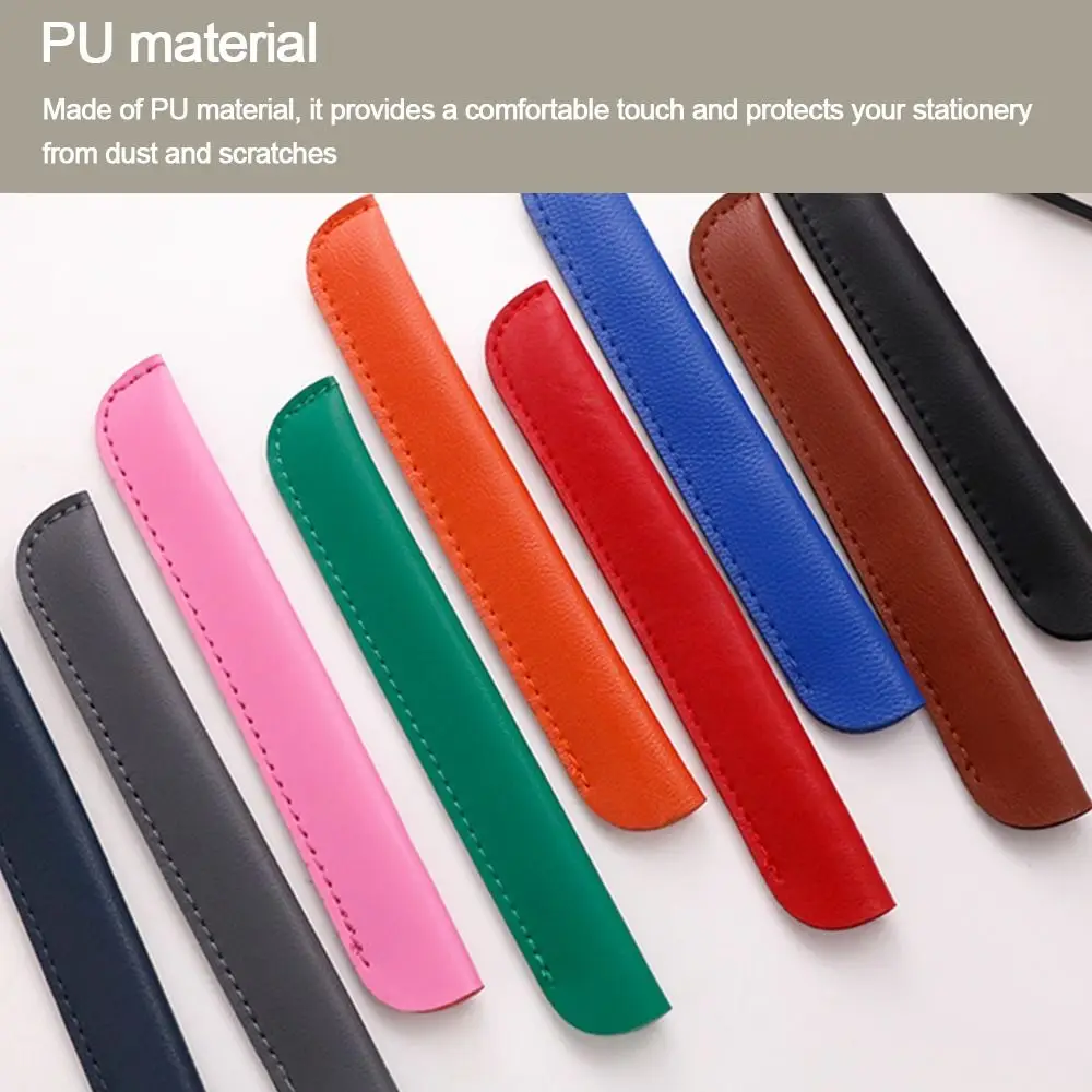 Sleek PU Leather Pen Holder Pencil Case - Elegant Stationery Storage Bag Gift