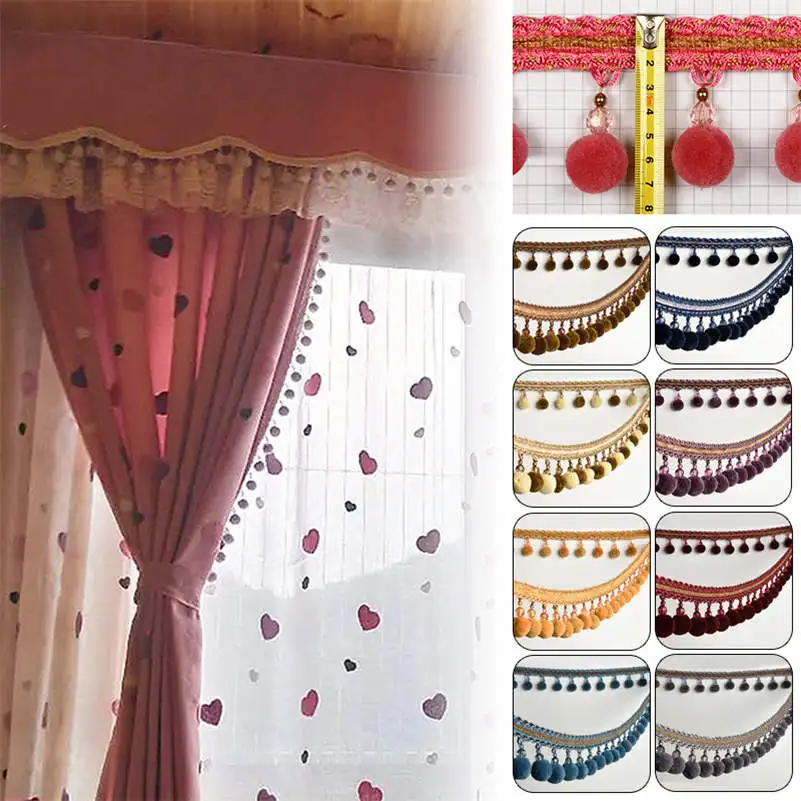 2/4/6 Meter Pompom Trim Pom Pom Bobble Braid Tassel Ball Fringe Ribbon Lace Fabric DIY Upholstery Sofa Curtain Sewing Accessory lace ribbon,lace fabric,lace sewing accessories,lace sewing supplies,lace accessories,lace garment accessories,lace decoration,clothing craft accessories,tassel trim lace,pom pom trim