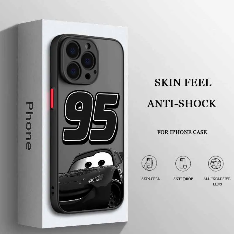 Frosted Translucent Soft Phone Case Featuring L-Lightning M-McQueen Design