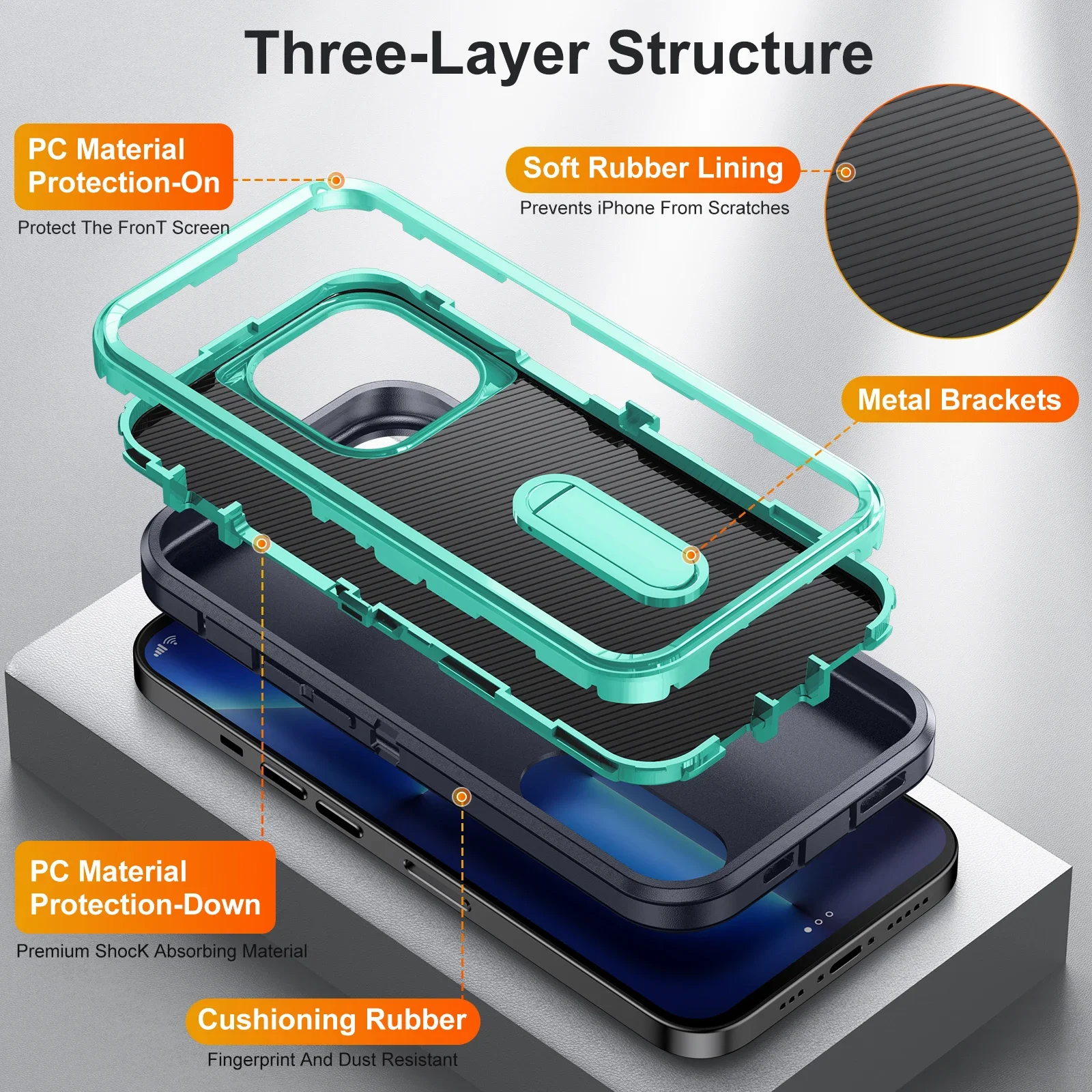 PKCASE Coque antichoc robuste pour iPhone 16 15 14 13 12 11 Pro Max PLUS avec support en métal pour iPhone Coque rigide_voghion.com