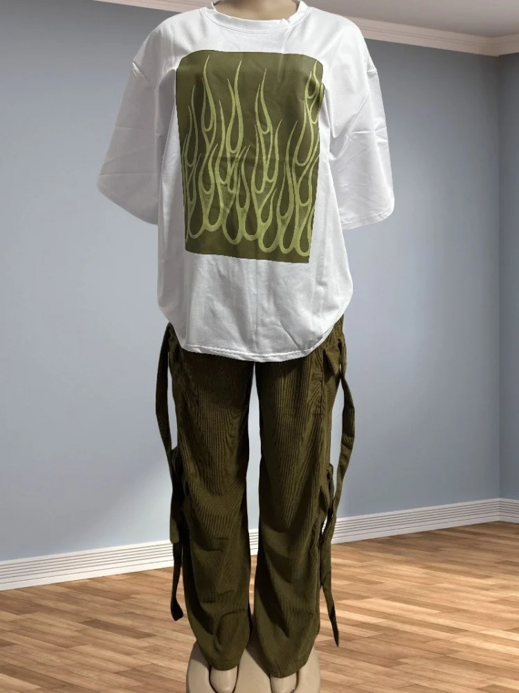 Wmstar Two Piece Outfits for Women Wholesale Casual Fashion Loose Cargo Pants Sets  Multi Pocket Two Piece Set Matching Suit