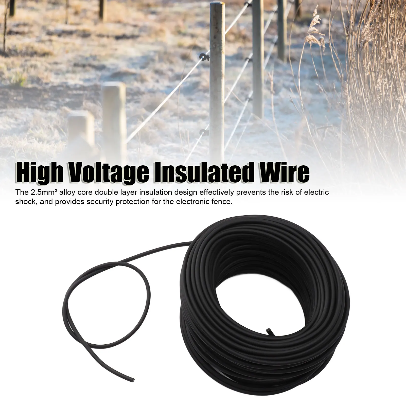 Electronic Fence High Voltage Wire High Voltage Insulated Cable Silicone Insulated Sleeve Multi Strand 7  Wires for Garden