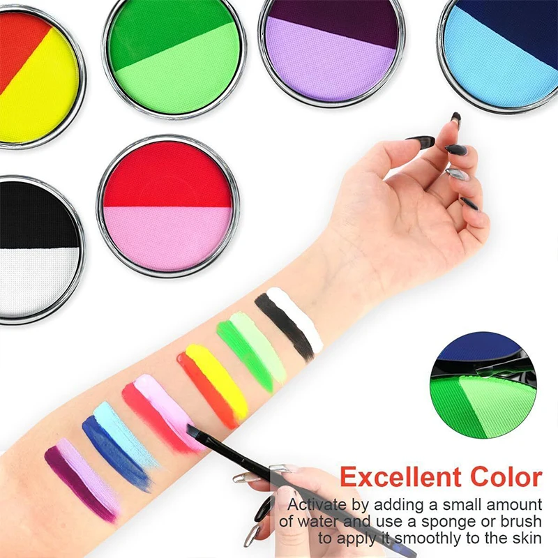 Bowitzki 30g Two Color Face Paint Body Paint  For Painting Children's Caritas And Professional Facial Paint Double Cake 4