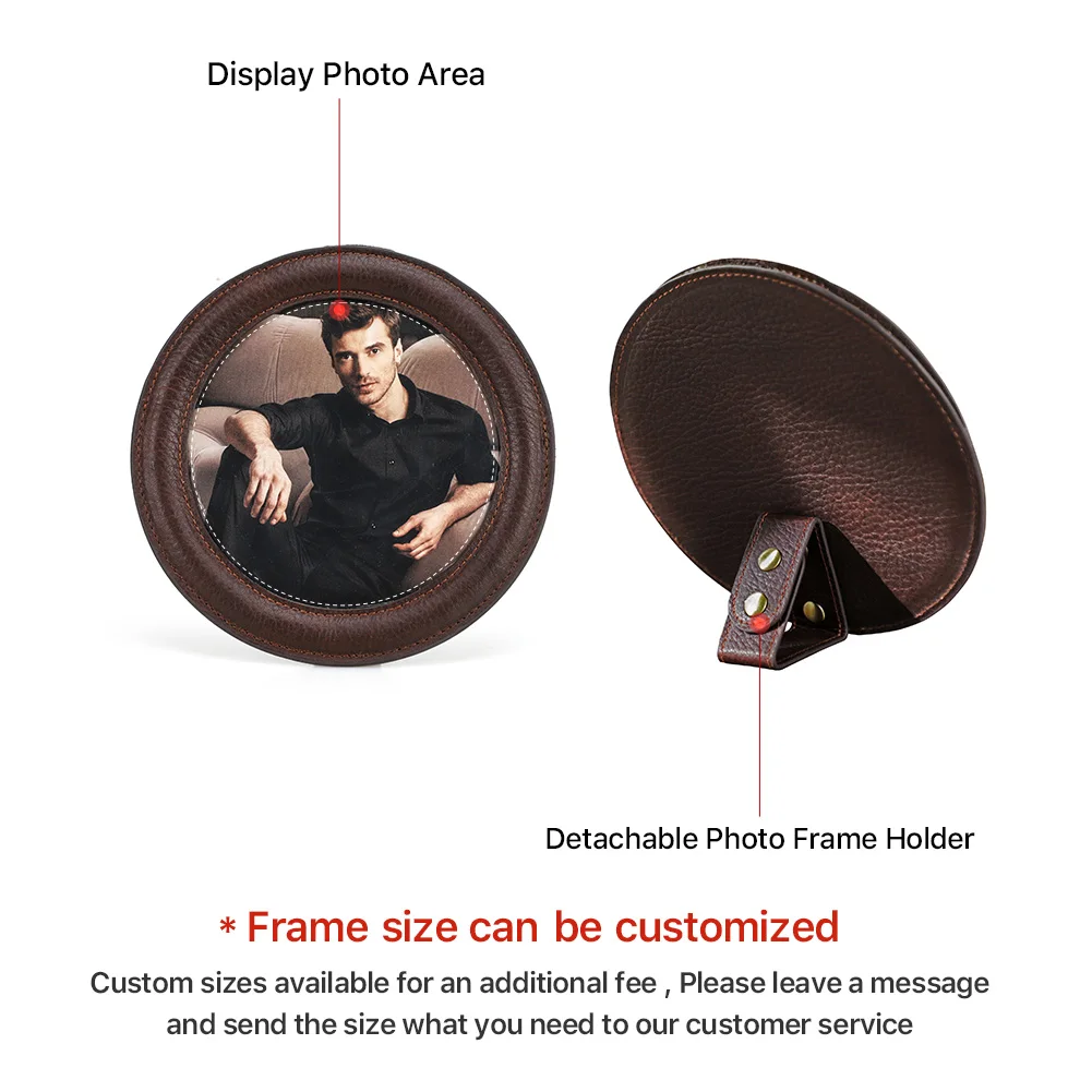 CONTACTS FAMILY Vintage Genuine Leather Desktop Picture Frame Children Family Lover Table Photo Frame