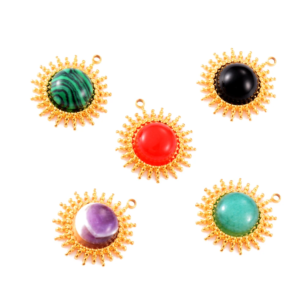 

2 шт./партия, круглые подвески с натуральным камнем