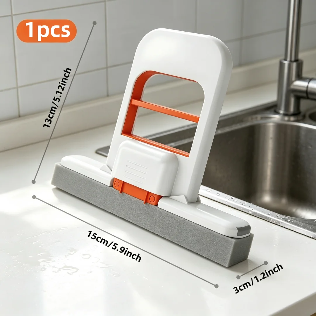 Compact Self-Squeezing Sponge Mop - Versatile Wet & Dry Cleaning Tool for Kitchen, Bathroom, and Glass Surfaces